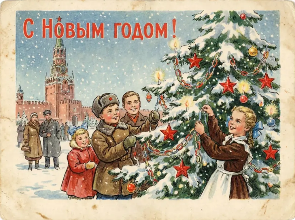 Сгенерировать новогодние открытки 50 60 годов