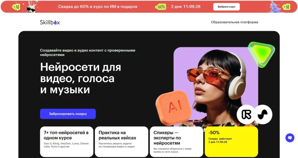 Начальный экран курса в Skillbox