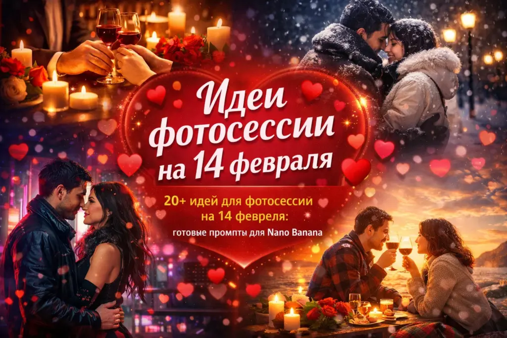 Идеи фотосессии на 14 февраля в нейросети: промпты и гайд