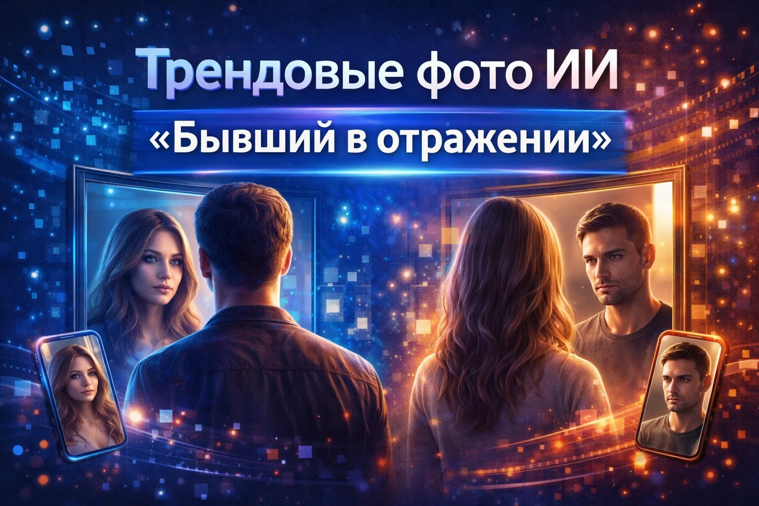 Трендовые фото ИИ: Бывший в отражении зеркала в Nano Banana