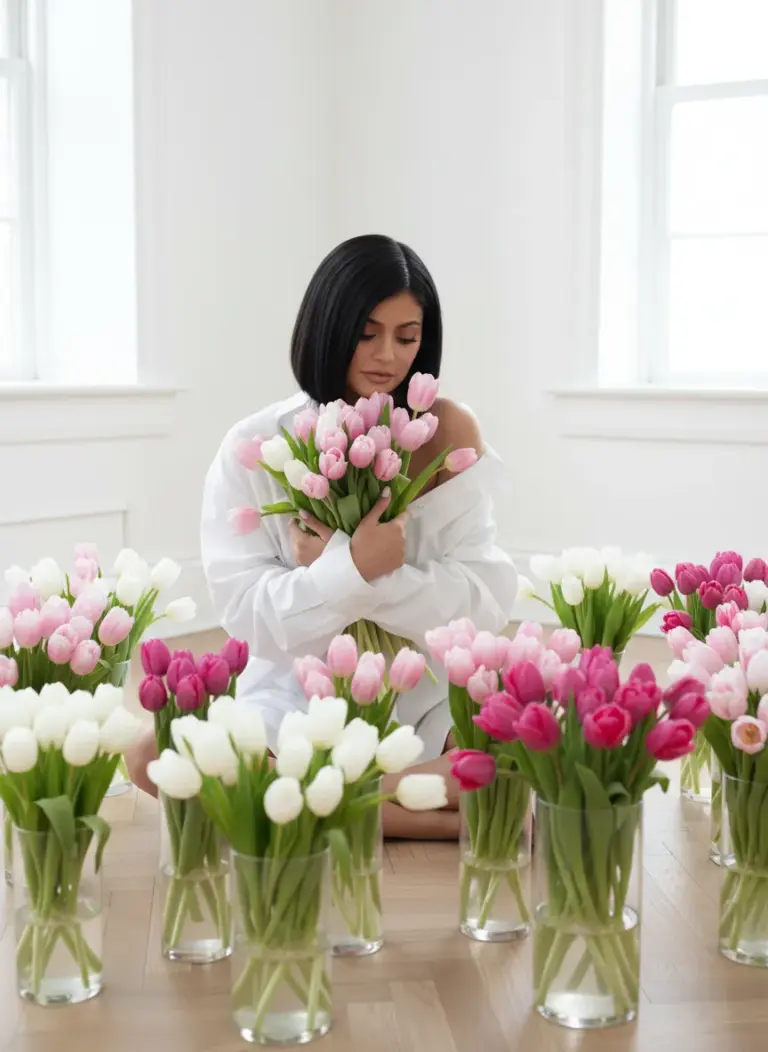 Студийная фотосессия с букетами в вазах