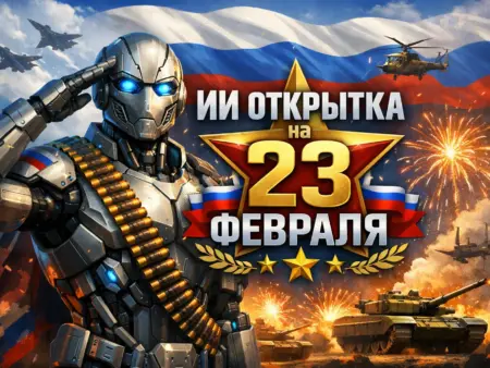 ИИ-открытка на 23 февраля: от душевных образов до шуточных промтов