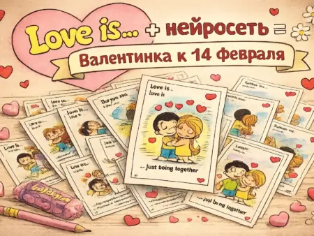 Винтажные вкладыши «Love is…» с ИИ