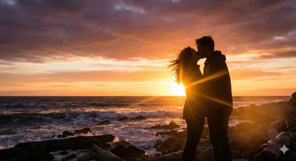 Поцелуй на закате - промт