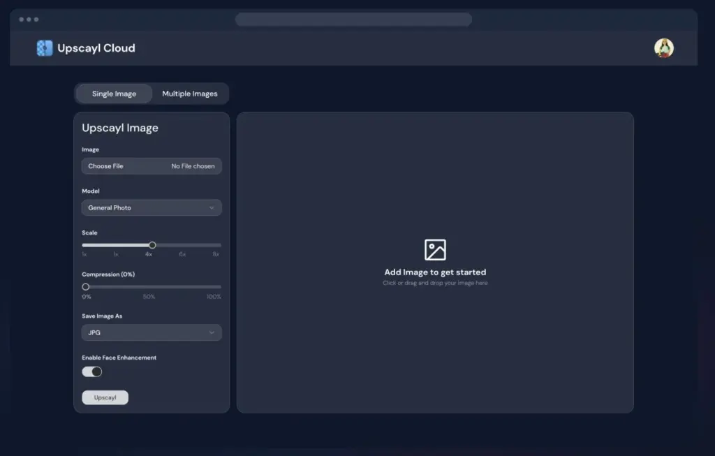 Upscayl - AI Image Upscaler - интерфейс