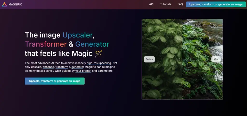 Magnific AI главная страница