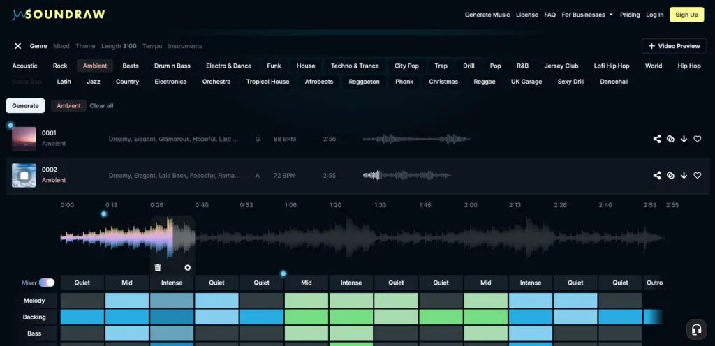 Процесс создания музыки в Soundraw.io — AI-платформа для создания музыки