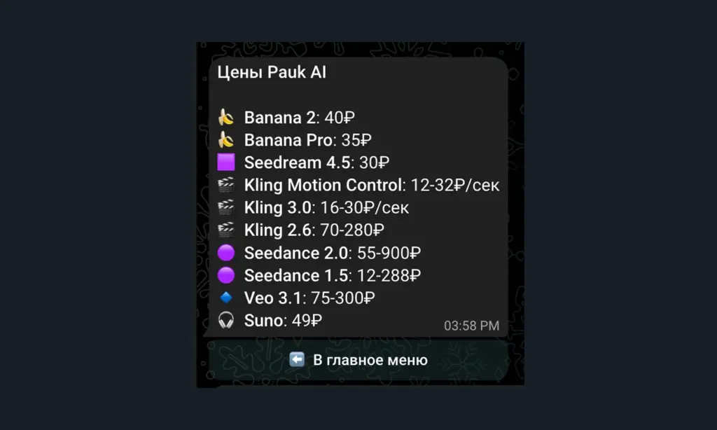 Стоимость генерации в Pauk AI
