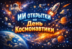 Готовые бесплатные промты для ИИ открытки на День космонавтики