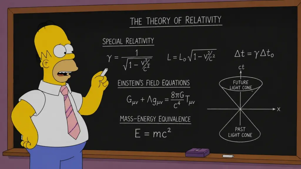 Результат генерации GPT Image 2 - теория относительности от Гомера Симпсона
