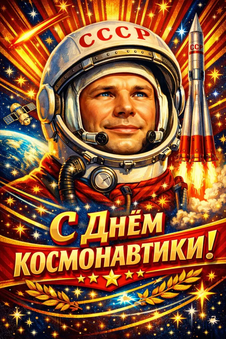 Открытка из СССР с Гагариным