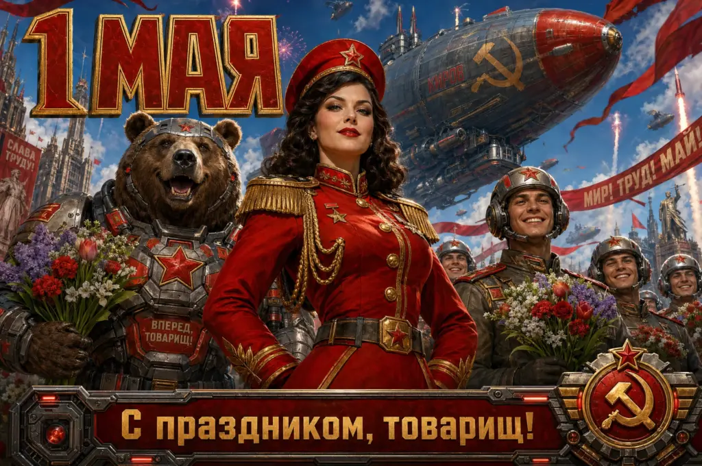 Постмодернистская открытка в стиле Red Alert 3