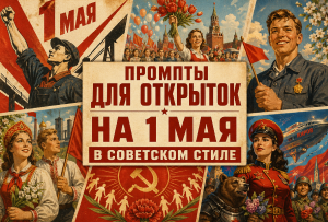 Промт для ретро-открытки на 1 мая