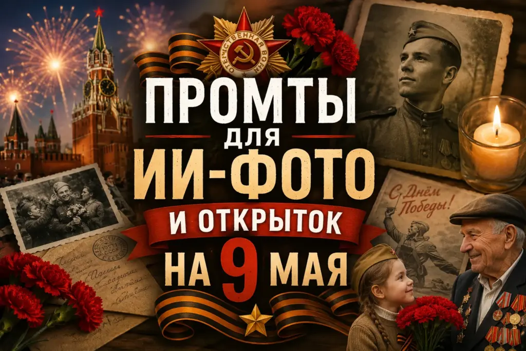 ИИ-фото на 9 Мая: открытки и промпты для Дня Победы