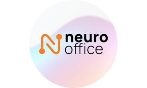 Официальный логотип Neurooffice AI на светлом абстрактном фоне.
