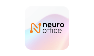 Официальный логотип Neurooffice AI на светлом абстрактном фоне.
