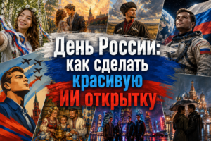 Коллаж День России как сделать красивую ИИ открытку нейросети