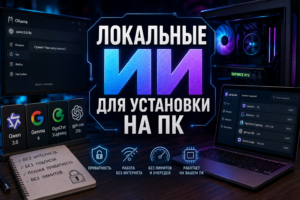Изображение, показывающее интерфейс программного обеспечения для установки локальных ИИ на ПК с рядом моделей искусственного интеллекта и преимущественными характеристиками.