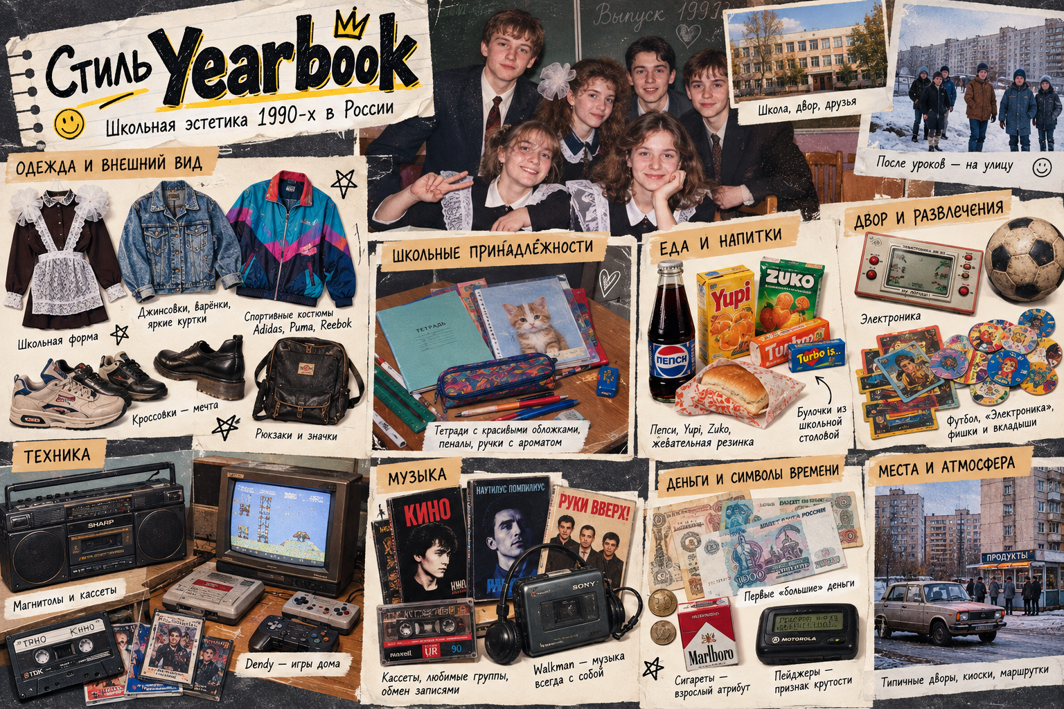 Коллаж американского стиля Yearbook 1990-х