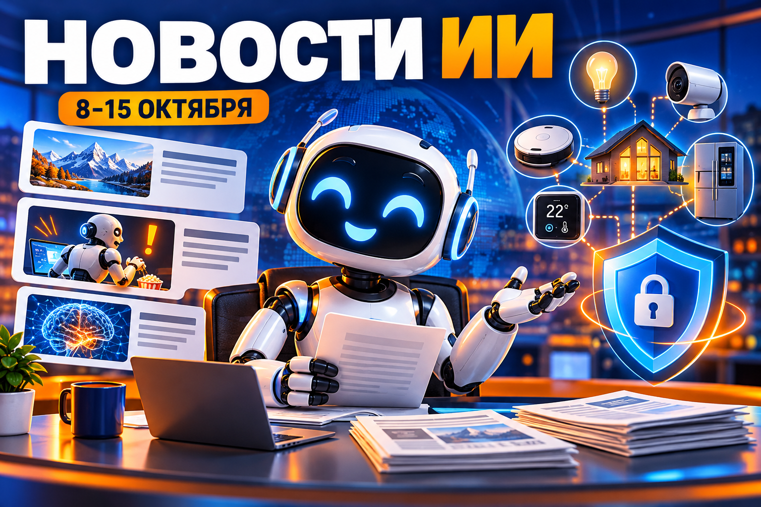 Робот в редакции новостей, умные устройства и щит безопасности — дайджест ИИ за 8–15 октября