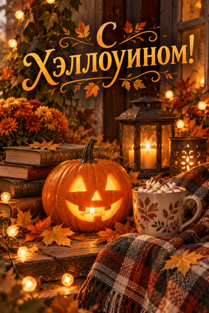 Уютная открытка-поздравление — результат промпта на Хэллоуин