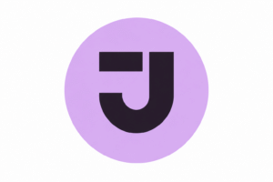 Круглый логотип Дживио (JVO) — тёмный знак на лавандовом фоне