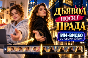 Тренд «Дьявол носит Прада»: превращение домашнего образа в ночной с помощью ИИ